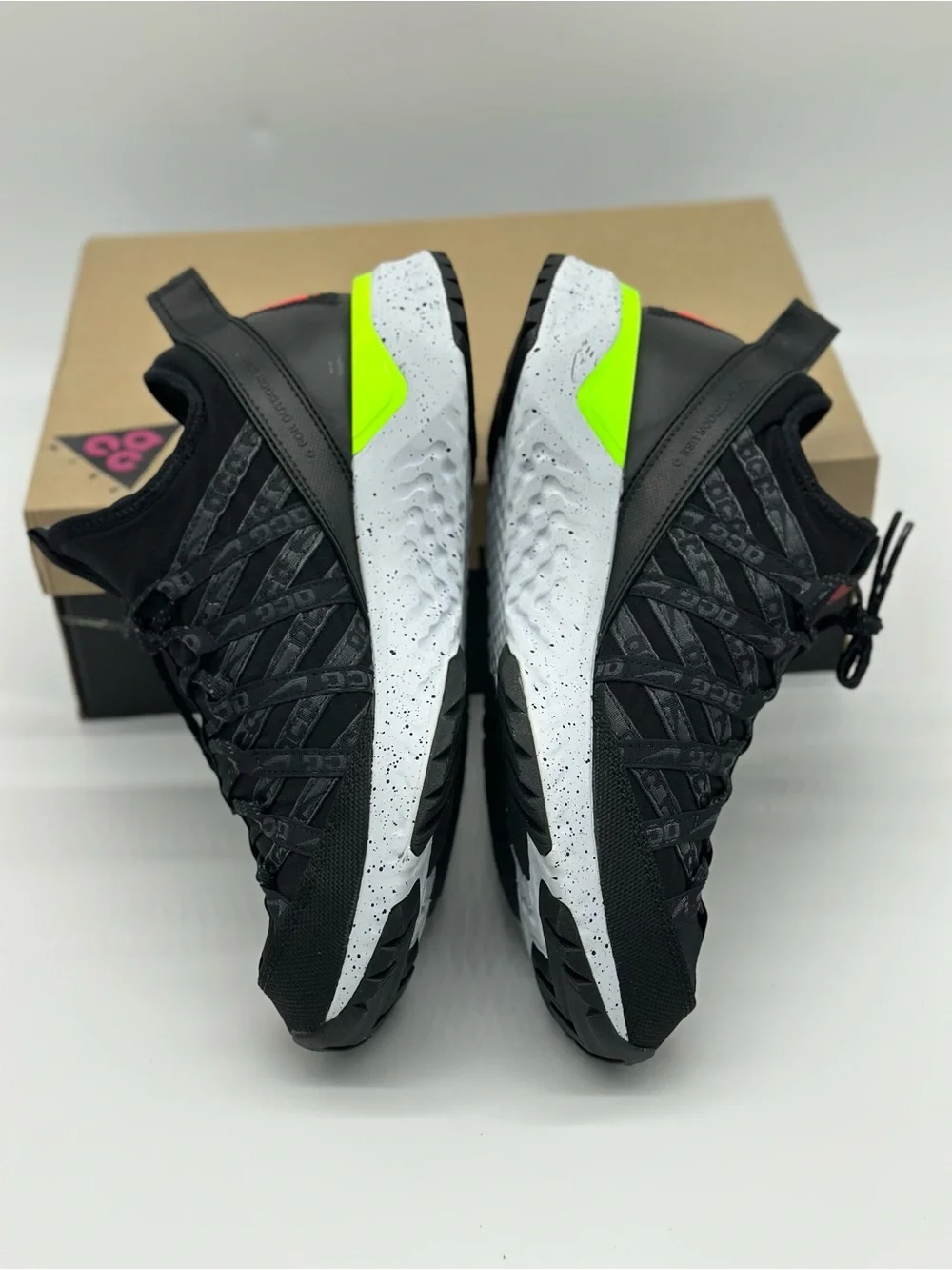 Nike Men’s Black Sneakers with Neon Green & Red Accents